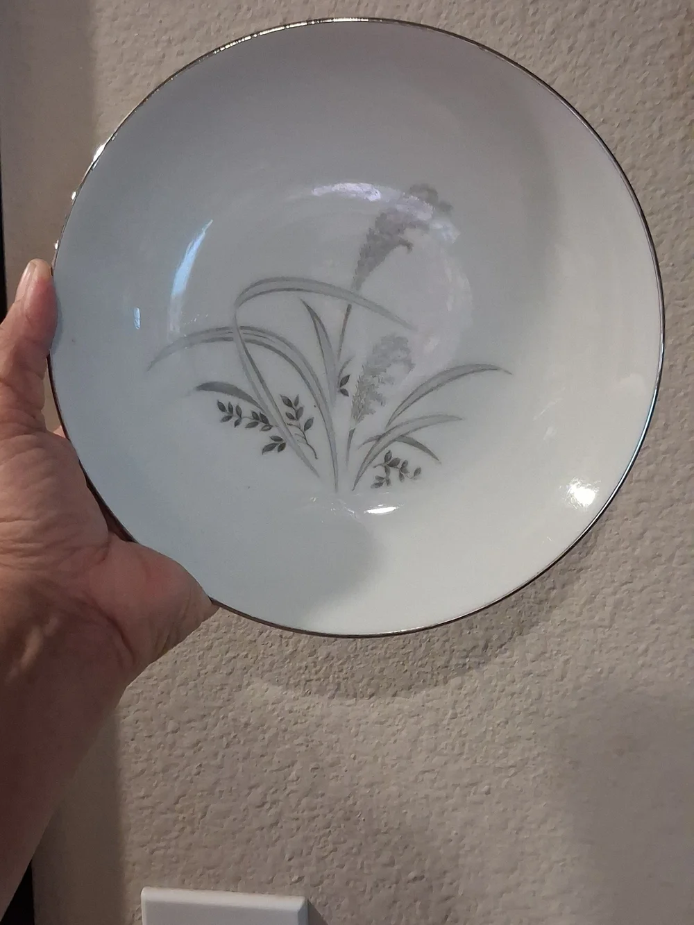 Worth White Dinner Plate with Silver Floral Motif
